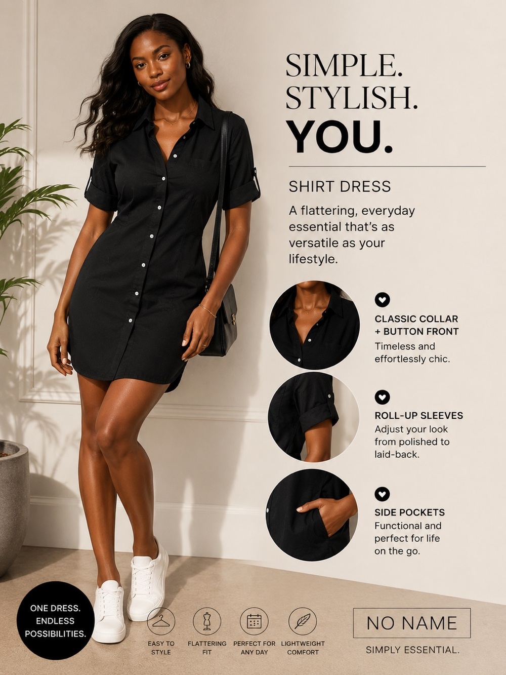 Source Unknown Black Shirt Dress Mini